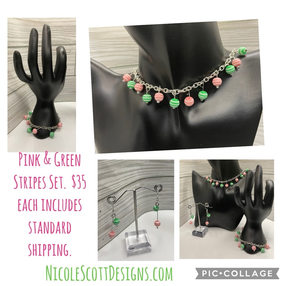 Pink and Green Bracelet with Elegant Design